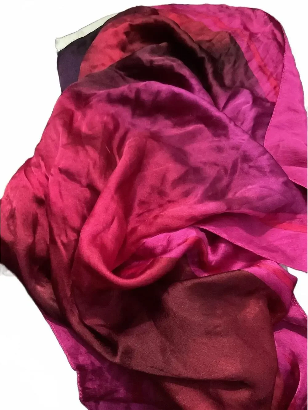 Adrienne Vittadini Silk Gradient Color Scarf Pink Purple Red